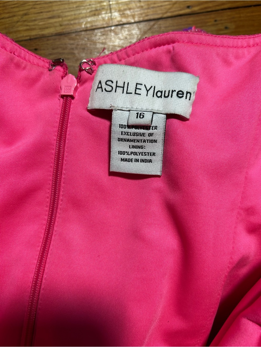 Ashley Lauren, #11236 Strapless Bright Pink Floral Sequin Gown. Women Size 16 - Picture 10 of 14